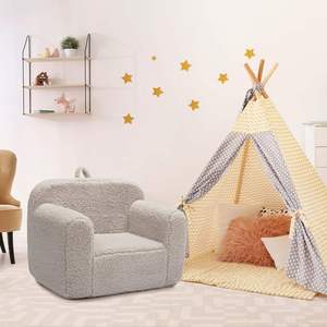 Fauteuil de lecture en sherpa ultra-doux pour tout-petits, gris, très confortable, rembourré de mousse, pour enfants - Product Image 3