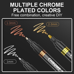 Marqueurs chromés à <span class=keywords><strong>miroir</strong></span> argenté, stylos à peinture chromée à <span class=keywords><strong>miroir</strong></span> réfléchissant, marqueurs de réparation de modèles de bricolage de voiture d'art à haute brillance - Product Image 5