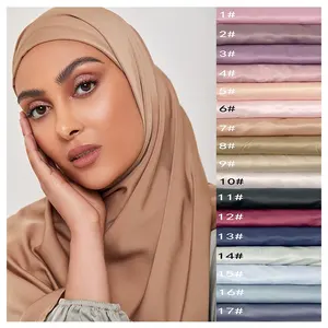 Hijab Supplier Malaysia Hot Selling Palin Luxury turban Premium Matte Satin Silk Hijab Scarf Shawl