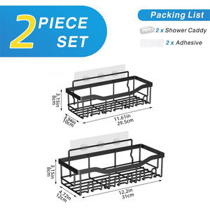 Organizador de Ducha de Acero Inoxidable de 2 Piezas, Resistente a la Oxidación, Gran Capacidad, Adhesivo, Sin Perforación, Estantes de Esquina - Product Image 3