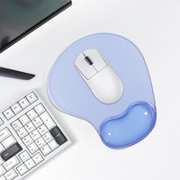 Tapis de souris en silicone transparent avec repose-poignets, pour jeux, bleu, petit tapis de clavier, résistant à l'eau et aux rayures
