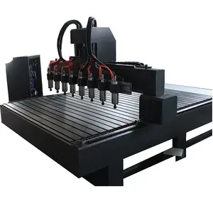 Máquina roteadora cnc multi cabeça de 4 eixos aplicável para gravação em madeira 3D, perfuração, perfuração, processamento e fresagem com dispositivo rotativo
