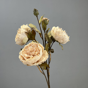 Tallos de peonía de imitación con bordes quemados hechos a mano centro de mesa de boda realista flores pintura al óleo decoración de granja botánicos artificiales - Product Image 6