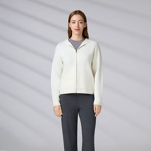 Cardigan tricoté sur mesure, pull décontracté, sweat à capuche tendance, fermeture éclair intégrale, blanc, court, pour femme, hiver - Product Image 5