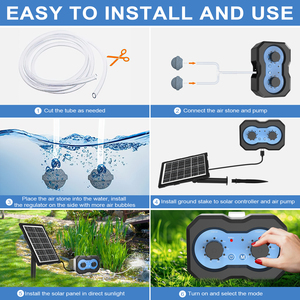 Two Mode Aerator Solar Powered Aerator <b>Bubble</b> Adjuster Device 18 To 36H Runtime Air Pump Timer For Hydroponics Pond - Product Image 5