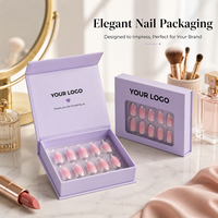 Boîte cadeau auto-érectible personnalisée avec couvercle magnétique pour emballage cosmétique et nail art, boîte en carton ivoire doublée pour faux ongles – Nouveauté !
