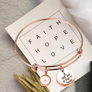 Pulsera de Acero Inoxidable con Letra Chapada en Oro Real, Ajustable y Elástica, Joyería de Semilla de Mostaza, Resistente al Deslustre - Product Image 2