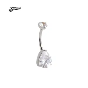 Superstar Custom Hot Belly Button Ring Navel Selling Double Zirconia Diamond Style Female Titanium Threadless Belly Ring