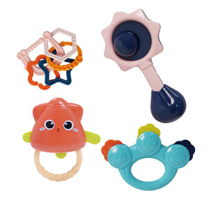 Ensemble de jouets musicaux pour bébés doux colorés hochets et anneau de dentition en bois avec cadeau de cloche gonflable pour garçons - Product Image 1