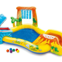 Piscine gonflable pour enfants en forme de dinosaure en PVC avec toboggan et piscine à balles épaissie pour bébés