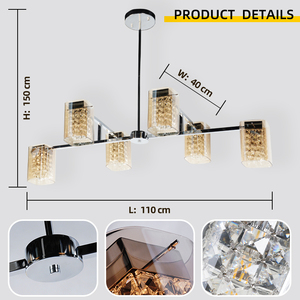 Lámpara de Techo Moderna, Simple, Larga y Lineal, con Múltiples Bombillas, de Cristal, Lámpara Colgante de Lujo para Cocina, Comedor, Bar - Product Image 3