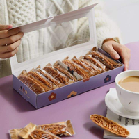 Emballage de boulangerie personnalisé, boîte à pâtisserie, cupcake, chocolat, brownie, emballage en papier, boîte à biscuits avec fenêtre insérée