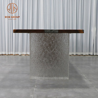 Meubles de salon et de salle à manger pour restaurant et bureau à domicile Base de table en acrylique Résine époxy Forme en T Surface transparente givrée Pied de table