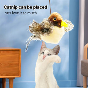 Sıcak Satış Karikatür Peluş Serçe Simülasyonu Elektrikli Sallanan Kuş Kedi Oyuncağı, Kendi Kendine Eğlence İçin Sesli Teaser Çubuğu - Product Image 3