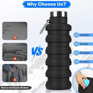 Botella de Agua Plegable de Silicona, Botella de Agua Plegable a Prueba de Fugas, Botella Deportiva Reutilizable - Product Image 3