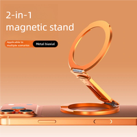 Support magnétique pour téléphone en aluminium aéronautique à double roulement, rotation à 360 degrés, support anneau 2-en-1 pour voiture, bureau, cuisine, yoga