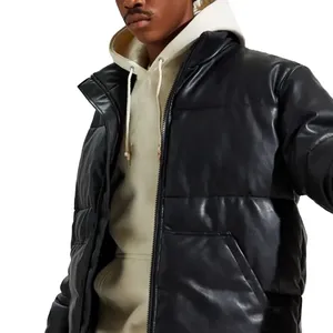 Veste en duvet de moto de qualité supérieure Veste en cuir PU pour hommes Personnaliser la conception de logo en gros - Product Image 4