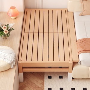Cuna individual <span class=keywords><strong>de</strong></span> madera maciza para niños, plegable y ensamblable, con <span class=keywords><strong>respaldo</strong></span> suave y borde extensible, diseño <span class=keywords><strong>sencillo</strong></span> y personalizable. - Product Image 1