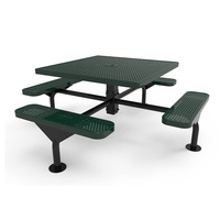 Mobilier d'extérieur, piédestal commercial moderne en acier, table de pique-nique de camping, table de dîner et chaises en métal pour le restaurant à l'extérieur du parc