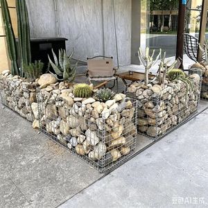 Jardinière décorative en gabion, cage en treillis métallique soudé pour aménagement paysager et projets de verdure urbaine - Product Image 5