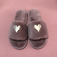 Chaussons d'intérieur pour femmes à bout ouvert, en fausse fourrure moelleuse, couleur unie, avec semelle extérieure souple en TPR antidérapante, confortables et chauds pour le printemps