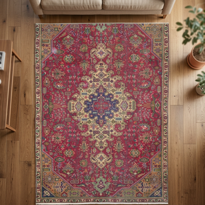 One of the Kind Hand-Knotted <b>Wool</b> Rug-Luxurious Vintage Design 7'5 X 5'0 Artisan <b>Crafted</b> Non-Slip & Stain Resistant Low Pile - Product Image 2