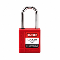 Mini cadenas de sécurité LOTO, corps en nylon, cylindre en laiton, anse longue en acier inoxydable, avec étiquette de danger, clés différentes