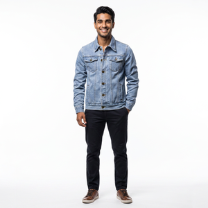 100% Cotton <b>Men's</b> Casual Denim <b>Jacket</b> High Quality Winter Street Wear Plain Dyed OEM Service Finished Processing - Product Image 1