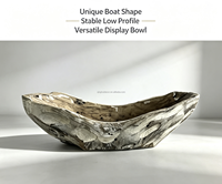 Plateau en bois massif de forme bateau, fabriqué en usine, 50x13x6,5 cm
