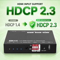 Répartiteur HDMI 2.1 UHD 1x2 haute vitesse 4K 8K60Hz 48 Gbit/s avec réduction automatique de la résolution vers 1080P pour Home Cinéma et Moniteur de Jeu
