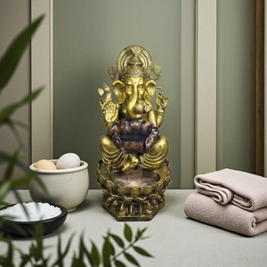 Cascade de table Feng Shui avec <span class=keywords><strong>Bouddha</strong></span> et Dieu Éléphant Hindou - Mini paysage en résine artisanal <span class=keywords><strong>pour</strong></span> la richesse et la sagesse - Product Image 5