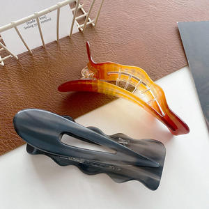 Grande pince à bec de canard en acétate coréen 11.5cm pince latérale surdimensionnée à ligne colorée acide acétique grand volume de pince à cheveux - Product Image 3