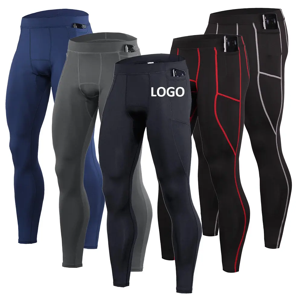 Heren Snelle Droge Joggers Gestreepte Activewear Compressie Hardloopbroek Heren Basketbalbroek Met Zakken