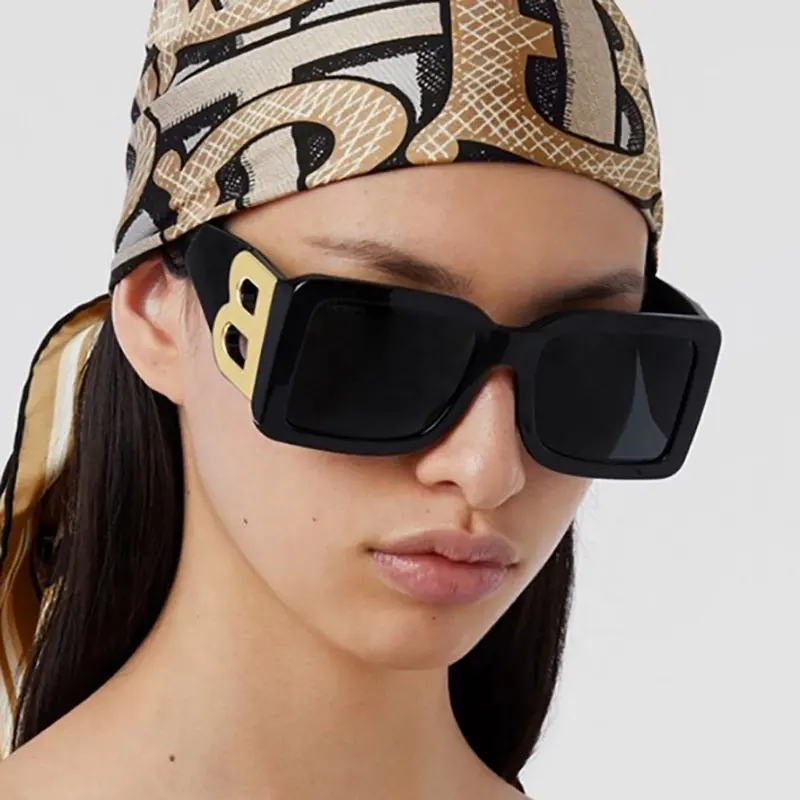 High Quality Classic Black Designer Sunglasses Letter B Oversized Frame Square Retro Sunglasses Unisex Fashion Shades