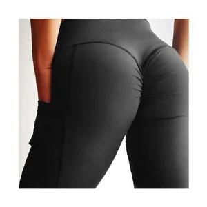 Großhandel Lycra Sport Frauen Scrunch Yoga Leggings mit Tasche