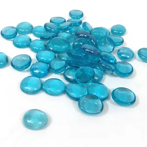 Pedras de vidro planas de cor âmbar transparente, 17-19mm para decoração de casa