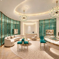 Vitrine de présentation de bijoux en verre incurvé haut de gamme avec éclairage LED