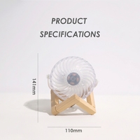 Ventilateur de table portable électrique transparent réglable en bois, rechargeable, décoratif, avec LED, idéal pour l'été