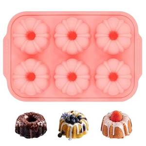 MUYULINS Factory Beige 6-Cup LFGB Non-Stick BPA Free Metal Reinforced Frame Large <b>Silicone</b> Cupcake Pan American Muffin Tray - Product Image 1