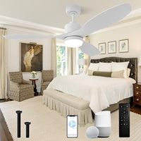 Haute qualité 52 ''moteur à courant continu moderne ventilateur de plafond lumière économie d'énergie WiFi APP contrôle en option prise américaine en plastique pour un usage domestique