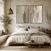 Peinture décorative d'intérieur sur toile texturée abstraite faite à la main avec cadre en alliage d'aluminium, art mural peint à la main