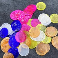 Irisan Cangkang Alami 25MM Bulat Berlapis Warna Elektroplating DIY Kalung Aksesoris Perhiasan Setengah Jadi Grosir