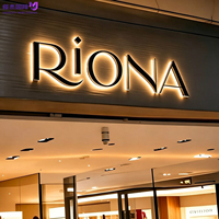 Enseigne commerciale personnalisée en acier inoxydable noir mat 3D avec rétroéclairage LED, étanche IP65 pour centre commercial, bureau, magasin, hôtel