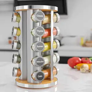 360 rotierende vertikale Küche Gewürz flaschen regal Edelstahl Roll regal Gewürz regal rundes Karussell stehendes Gewürz regal
