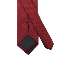 Cravate personnalisée élégante à pois géométriques de Chine vente en gros de vin rouge noir 100% soie Jacquard tissée Cravates rouges en soie pour hommes