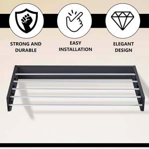 Séchoir mural pliable Vonia XXL en acier allié et aluminium pour intérieur et extérieur - Séchoir à linge compact 100 x 50 cm - Gain de place - Montage mural - Product Image 5