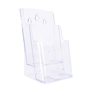 Porte-brochures en acrylique transparent à 2 niveaux de 4 pouces de large, présentoir multi-poches pour brochures et dépliants - Product Image 2