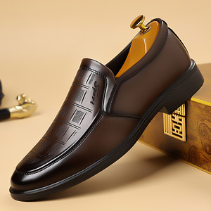 Mocasines de cuero para hombre, sin cordones, punta redonda, forro de cuero genuino, suela de goma, para todas las estaciones, zapatos casuales de negocios. - Product Image 3