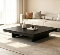 Table basse/côté carrée en bois massif, design moderne, avec structure métallique, écologique, durable, convertible, pour salon, appartement, maison