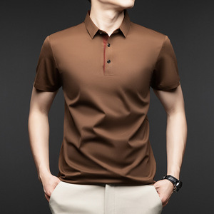 Polo a Maniche Corte da Uomo Estate 2024 Bianca Business Casual Elasticizzata Senza Stiratura con Colletto - Product Image 3